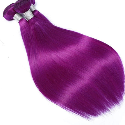 Purple 10A Grade Silver #1B/ purple  3/4 Straight BUNDLES with CLOSURE