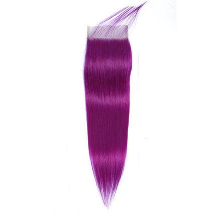 Purple 10A Grade Silver #1B/ purple  3/4 Straight BUNDLES with CLOSURE