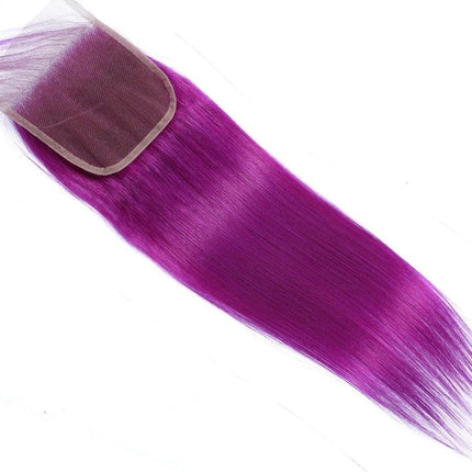 Purple 10A Grade Silver #1B/ purple  3/4 Straight BUNDLES with CLOSURE