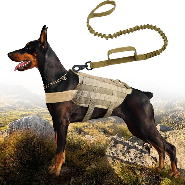 Dog Vest with Leash Adjustable Nylon Tactical Hound K9 Training For