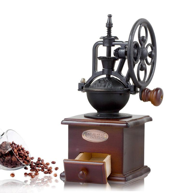 Manual Coffee Grinder, Vintage Style Great Gift Wooden Coffee Grinder