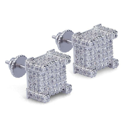 Mens Hip Hop Stud Earrings Jewelry Fashion Gold Silver Zircon Diamond