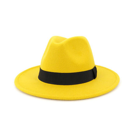 2021 Trend Unisex Wool Felt Jazz Fedora Hats Casual Men Women Ribbon