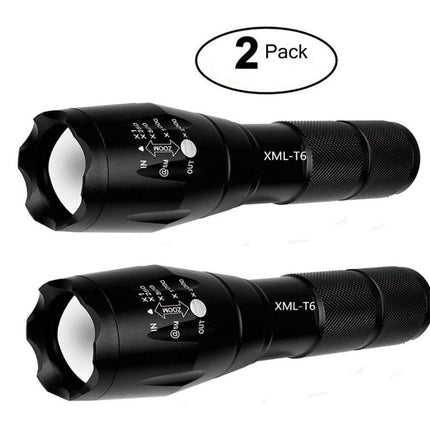 2 Pack Tactical Flashlight Torch, Military Grade 5 Modes XML T6 3000