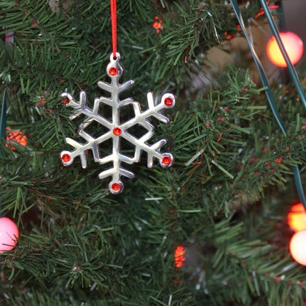 Handmade Christmas Ornaments Set of 4 with Red Ruby