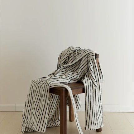 Retro 100% ORGANIC Long-stapled Cotton Hooded Stripe Bath Robe