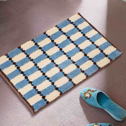 Retro Checker Bath Rug, Machine-washable, Ultra Soft & Absorbent