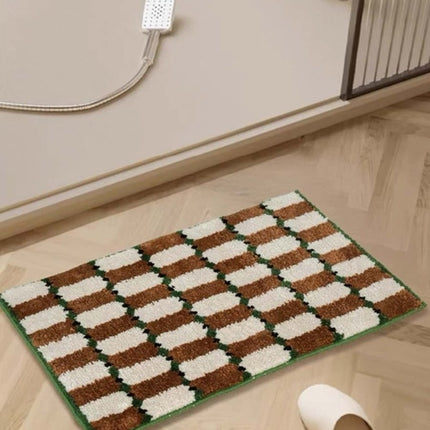 Retro Checker Bath Rug, Machine-washable, Ultra Soft & Absorbent