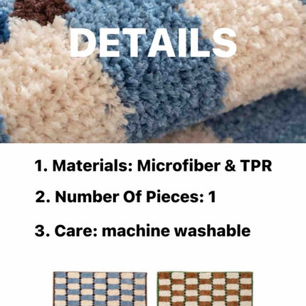 Retro Checker Bath Rug, Machine-washable, Ultra Soft & Absorbent