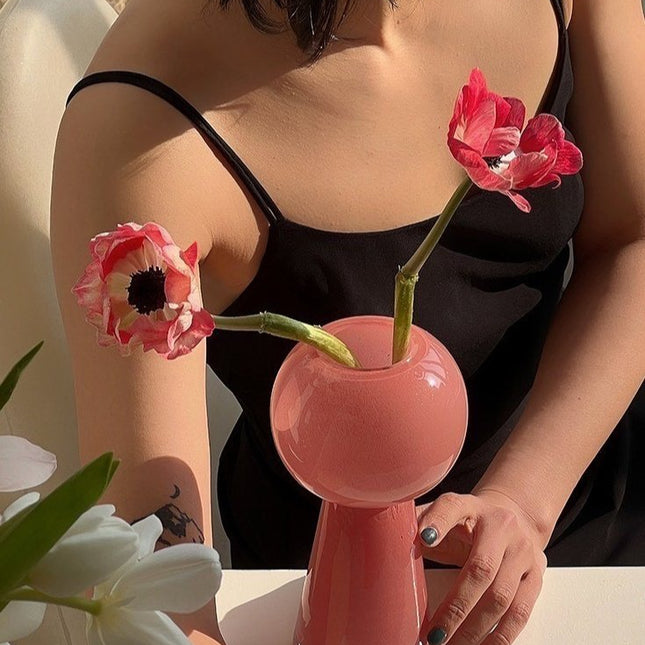 Retro Color Glazed Decorative Vase - Unique Glass Vase Decor