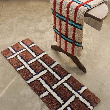 Retro Contrast Checker Bedside Tufting Runner Rug