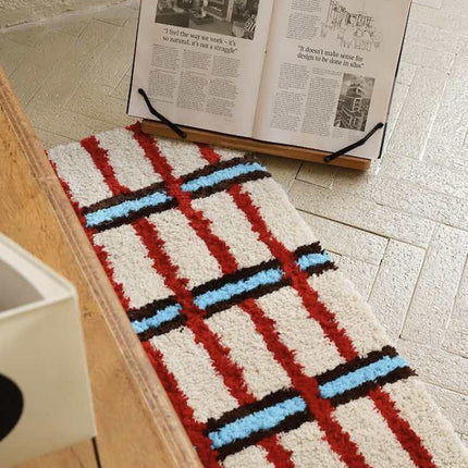Retro Contrast Checker Bedside Tufting Runner Rug