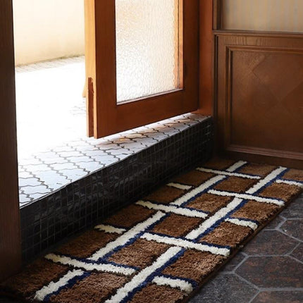 Retro Contrast Checker Bedside Tufting Runner Rug