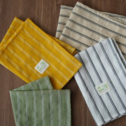 Retro Farmhouse French Linen Stripe Placemat for Elegant Table Setting