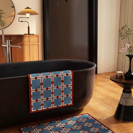 Retro Geometry Diatomite Bath Mat, Absorbent, Quick Drying & Anti-slip