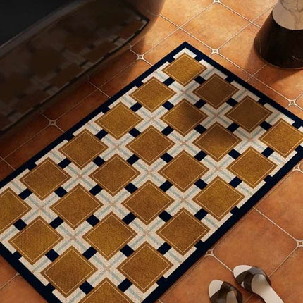 Retro Geometry Diatomite Bath Mat, Absorbent, Quick Drying & Anti-slip