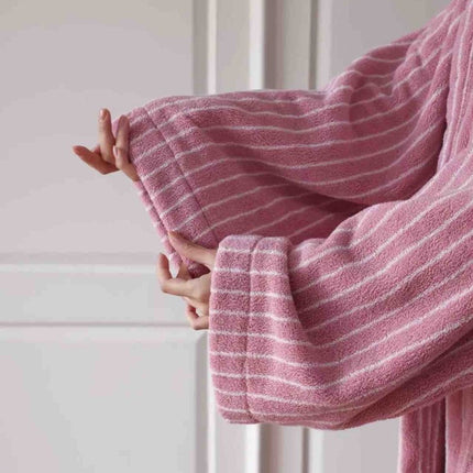 Retro Hooded Stripe Bathrobe, 100% ORGANIC Long-stapled Cotton