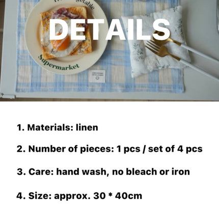 Retro Pastel Blue Checker Placemat for Dopamine Table Setting
