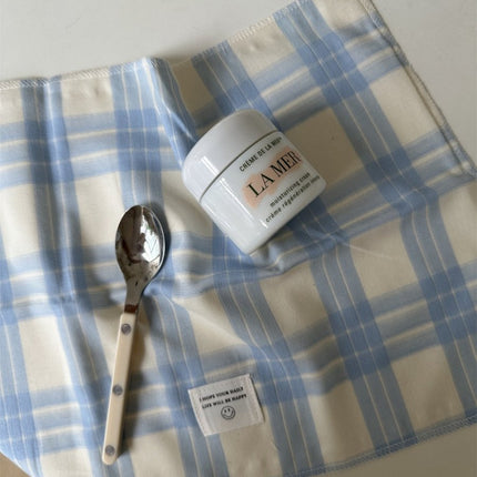 Retro Pastel Blue Checker Placemat for Dopamine Table Setting