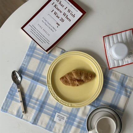Retro Pastel Blue Checker Placemat for Dopamine Table Setting