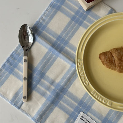 Retro Pastel Blue Checker Placemat for Dopamine Table Setting