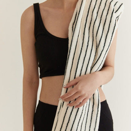 Retro Style 100% ORGANIC Combed Cotton Striped Bath Towel