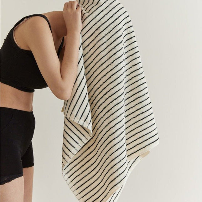 Retro Style 100% ORGANIC Combed Cotton Striped Bath Towel