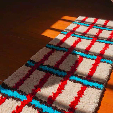 Retro Contrast Checker Bedside Tufting Runner Rug