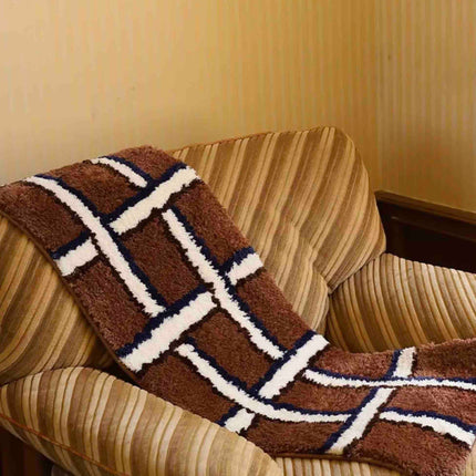Retro Contrast Checker Bedside Tufting Runner Rug