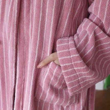Retro Hooded Stripe Bathrobe, 100% ORGANIC Long-stapled Cotton