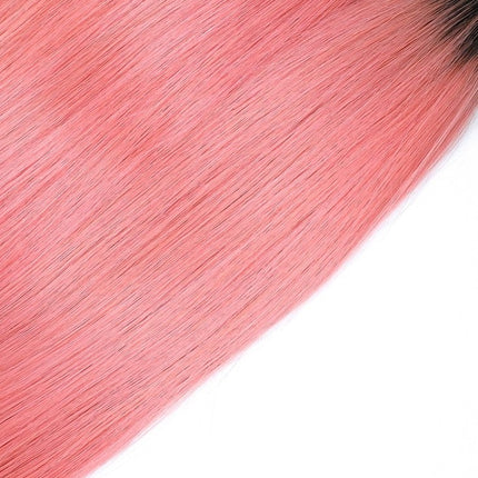 #Pink 10A Grade #1B/Pink Straight 3/4 BUNDLES with CLOSURES & FRONTALS