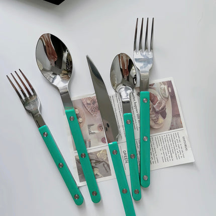 10 Pcs Modern French Rivet Cutlery Set - Bistrot Style Flatware