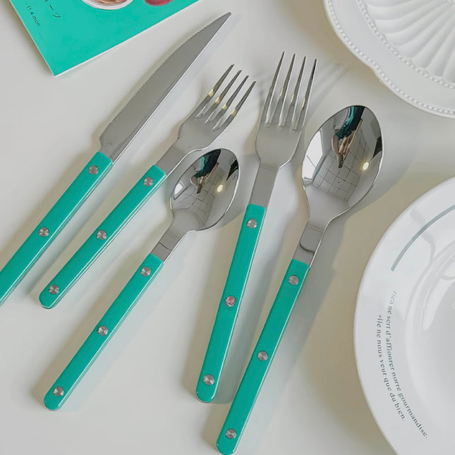 10 Pcs Modern French Rivet Cutlery Set - Bistrot Style Flatware