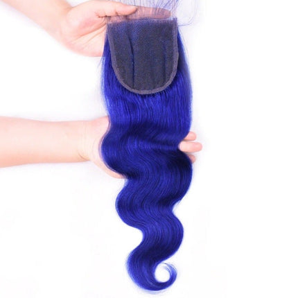 10A Grade Blue Body Wave BUNDLES with CLOSURES & FRONTALS #1B/ blue