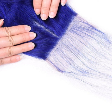 10A Grade Blue Body Wave BUNDLES with CLOSURES & FRONTALS #1B/ blue