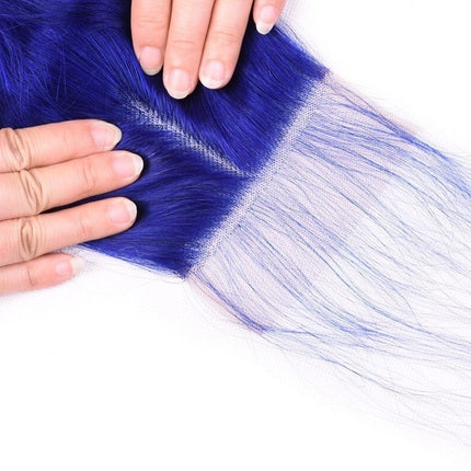 10A Grade Blue Body Wave BUNDLES with CLOSURES & FRONTALS #1B/ blue