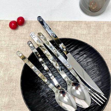 Set Of 10 Pcs Modern Elegant Terra Flatware - Bistrot Style Cutlery