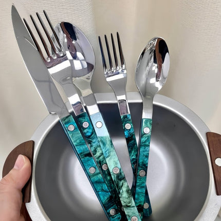 Set Of 10 Pcs Modern Elegant Terra Flatware - Bistrot Style Cutlery
