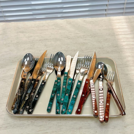 Set Of 10 Pcs Modern Elegant Terra Flatware - Bistrot Style Cutlery