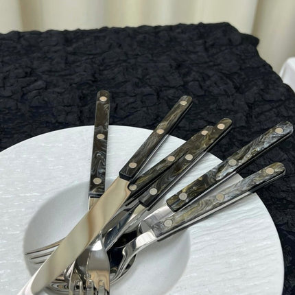 Set Of 10 Pcs Modern Elegant Terra Flatware - Bistrot Style Cutlery