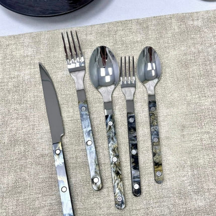 Set Of 10 Pcs Modern Elegant Terra Flatware - Bistrot Style Cutlery