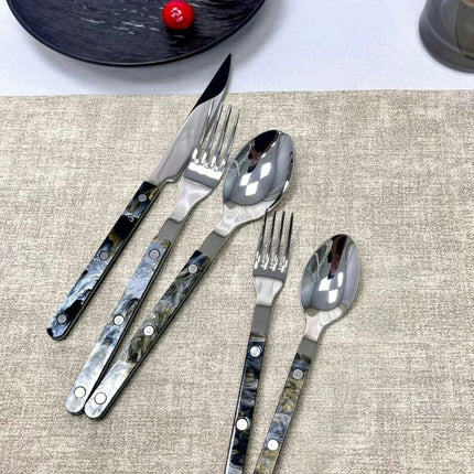 Set Of 10 Pcs Modern Elegant Terra Flatware - Bistrot Style Cutlery