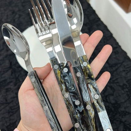 Set Of 10 Pcs Modern Elegant Terra Flatware - Bistrot Style Cutlery