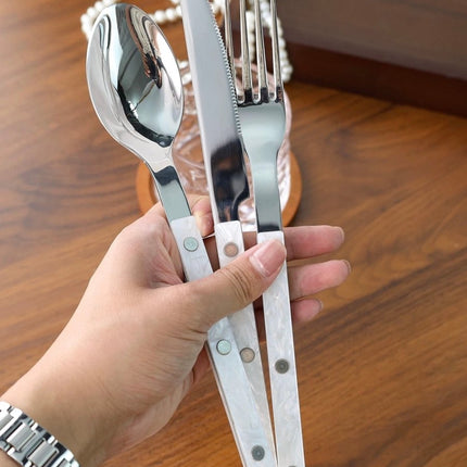 Set Of 10 Pcs Modern Nebula Cutlery, Bistrot Style Rivet Flatware Set