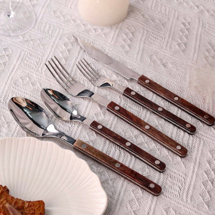 Set Of 10 Pcs Modern Nebula Cutlery, Bistrot Style Rivet Flatware Set