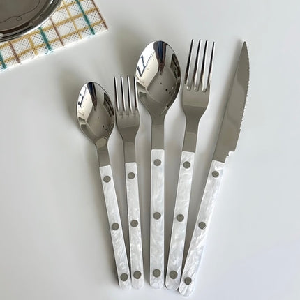 Set Of 10 Pcs Modern Nebula Cutlery, Bistrot Style Rivet Flatware Set
