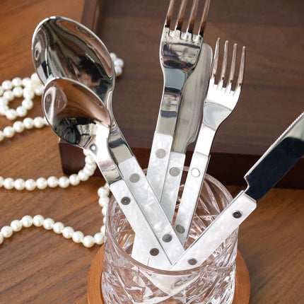Set Of 10 Pcs Modern Nebula Cutlery, Bistrot Style Rivet Flatware Set