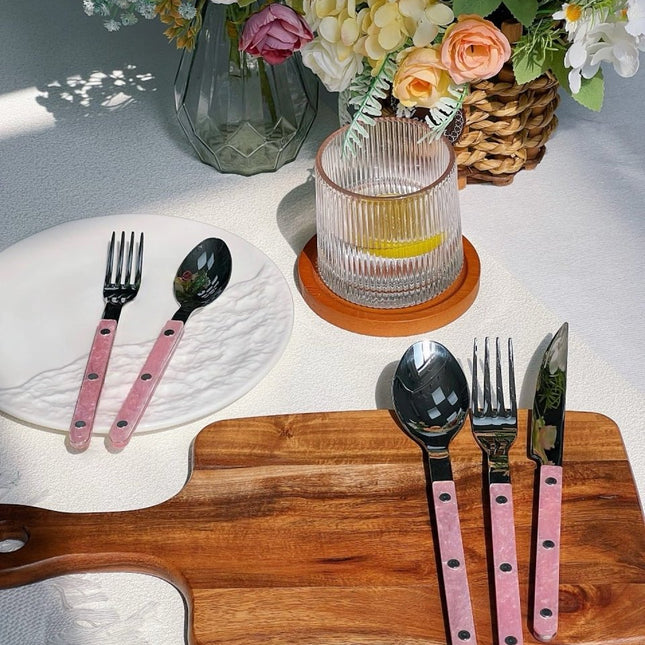 Set of 10 Sleek Modern Pinky Elegant Salt Lake Flatware Cutlery
