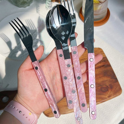 Set of 10 Sleek Modern Pinky Elegant Salt Lake Flatware Cutlery