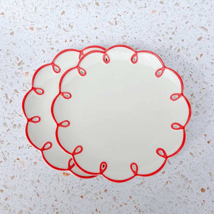 Set of 2 Cloud Ceramic Dinner Plates - Cute Whimsical Eclectic